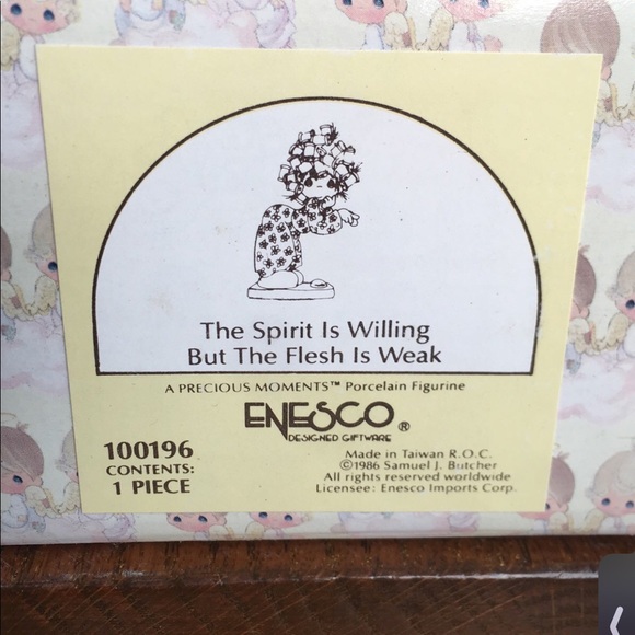 precious moments the spirit is willing but the flesh is weak porcelain figurine - Picture 3 of 3